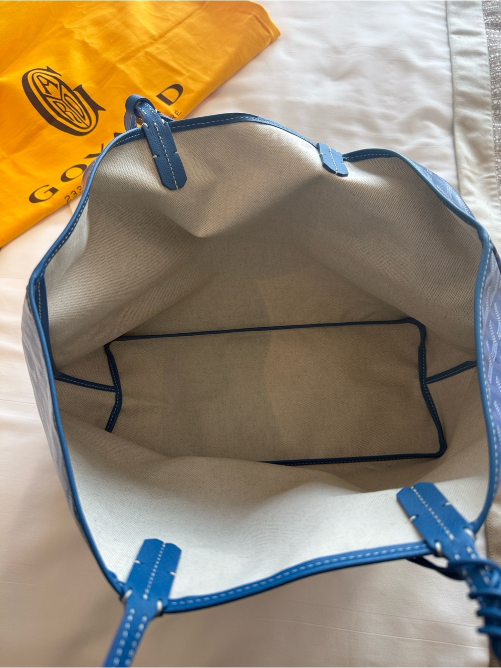 Goyard Blue Goyardine Saint Louis Tote with Matching Pouch PM - Picture 2 of 2